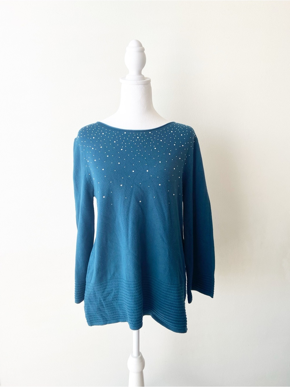 Vila Milano Blue Long Sleeve w/ Rhinestone Accent Size S